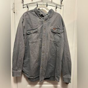 Carhartt Chamois Heavy Rugged Button Down Shirt S09STM Work Gray | Men 2X‎ Tall
